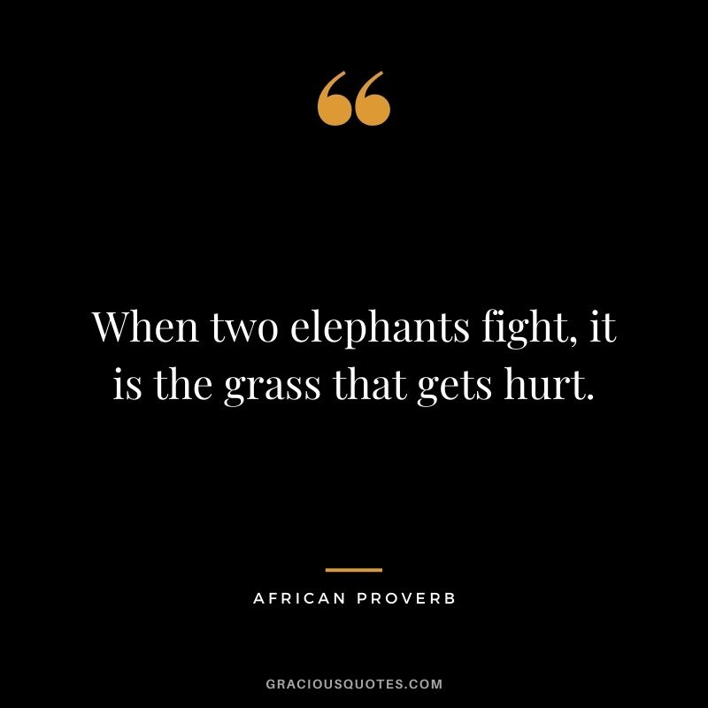 When two elephants fight, it is the grass that gets hurt.
