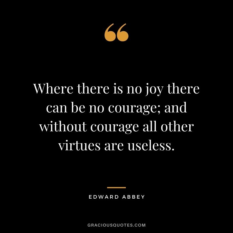 Where there is no joy there can be no courage; and without courage all other virtues are useless.