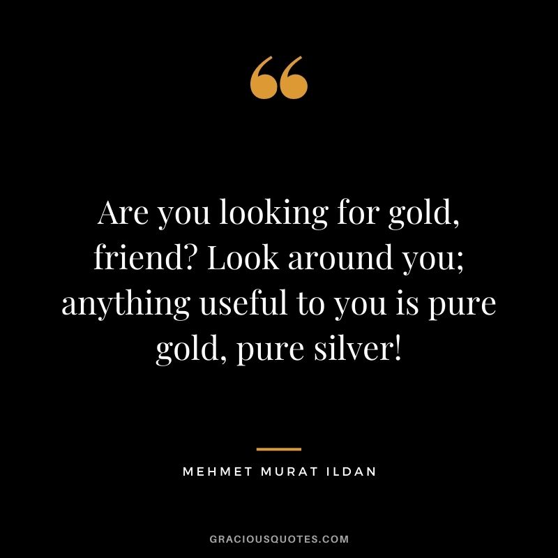Are you looking for gold, friend Look around you; anything useful to you is pure gold, pure silver! - Mehmet Murat ildan