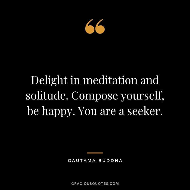 Delight in meditation and solitude. Compose yourself, be happy. You are a seeker. - Gautama Buddha