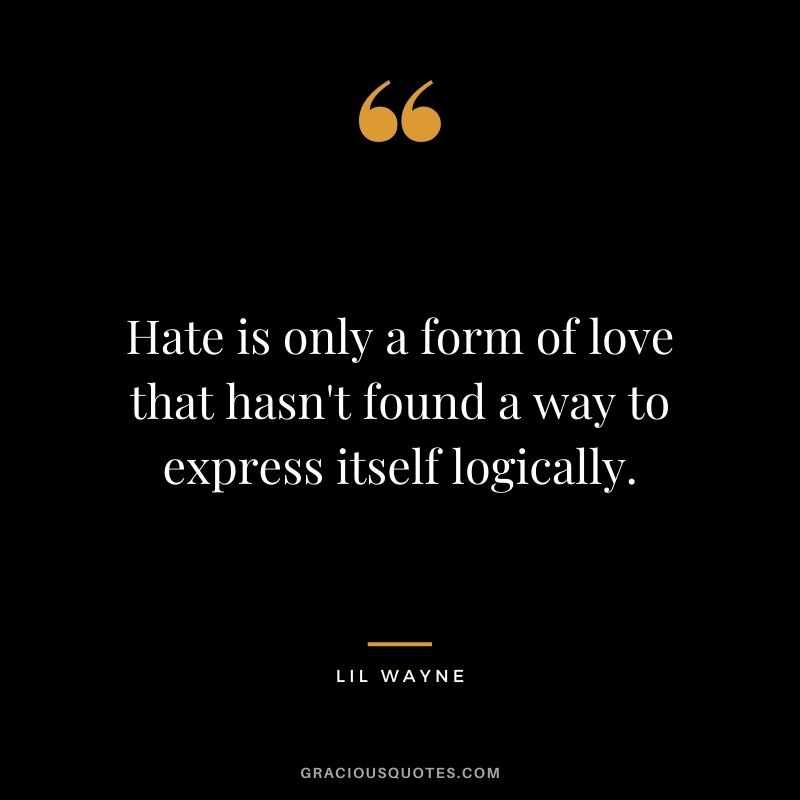 Hate is only a form of love that hasn't found a way to express itself logically.