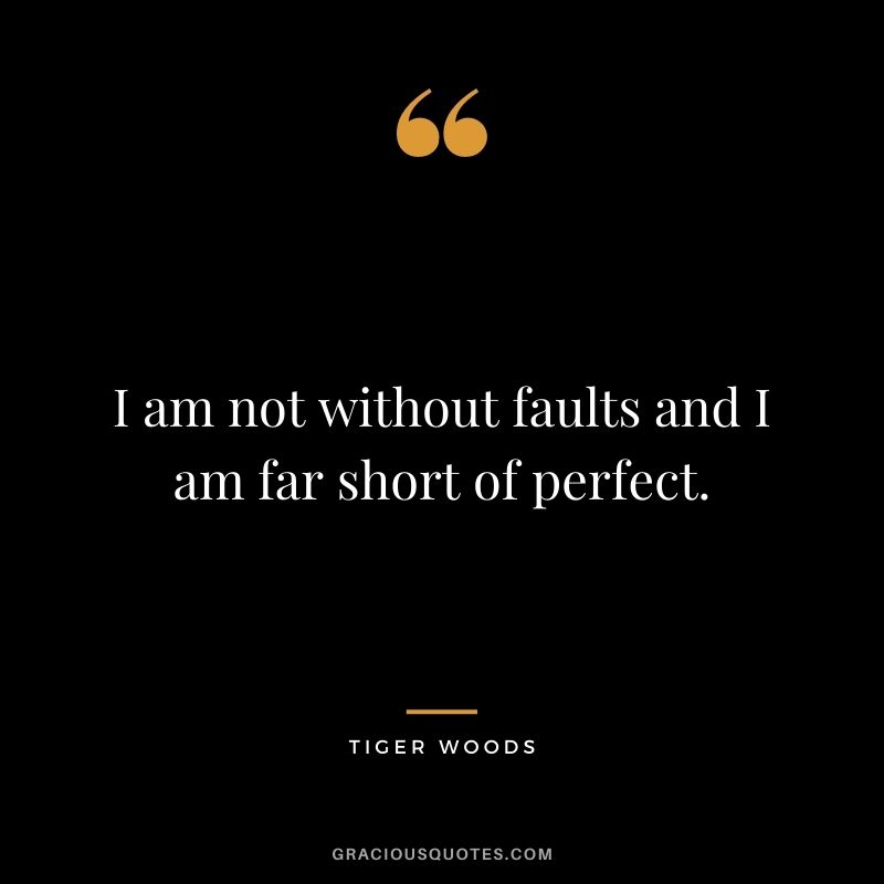 I am not without faults and I am far short of perfect.