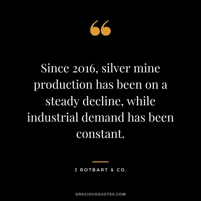 Since 2016, silver mine production has been on a steady decline, while industrial demand has been constant. - J Rotbart & Co.