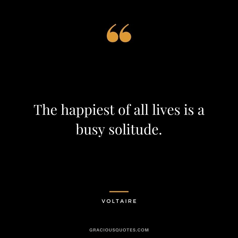 The happiest of all lives is a busy solitude. - Voltaire