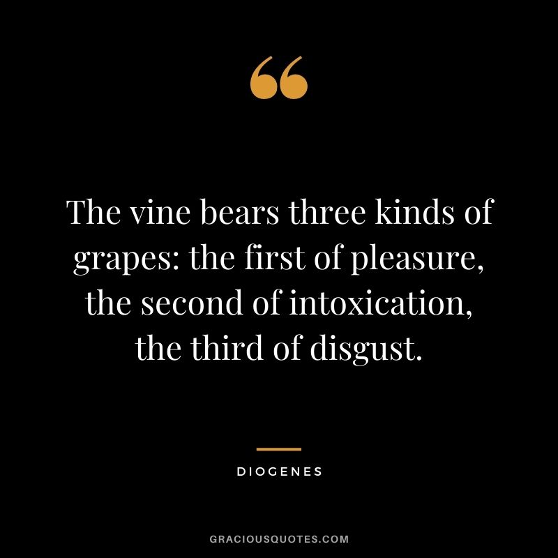 The vine bears three kinds of grapes: the first of pleasure, the second of intoxication, the third of disgust.