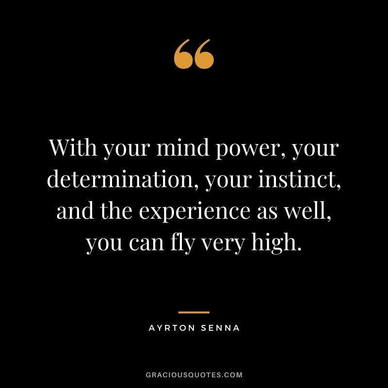 With your mind power, your determination, your instinct, and the experience as well, you can fly very high.