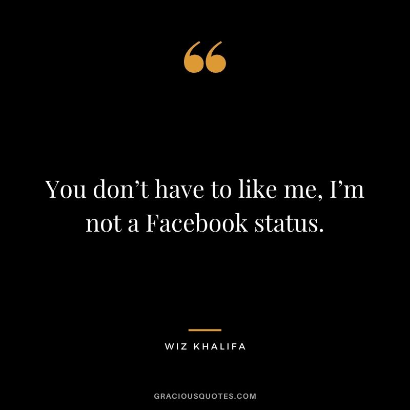 You don’t have to like me, I’m not a Facebook status.