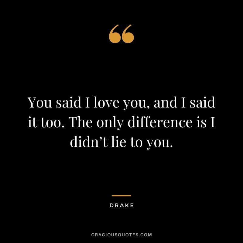 You said I love you, and I said it too. The only difference is I didn’t lie to you.