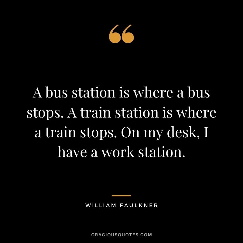A bus station is where a bus stops. A train station is where a train stops. On my desk, I have a work station.