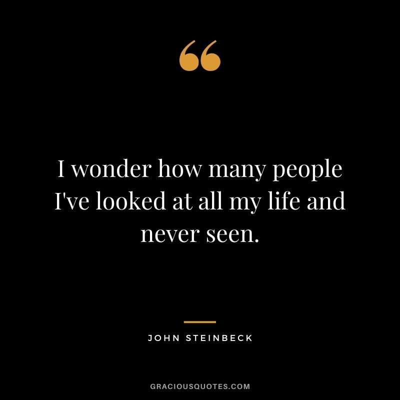 I wonder how many people I've looked at all my life and never seen.