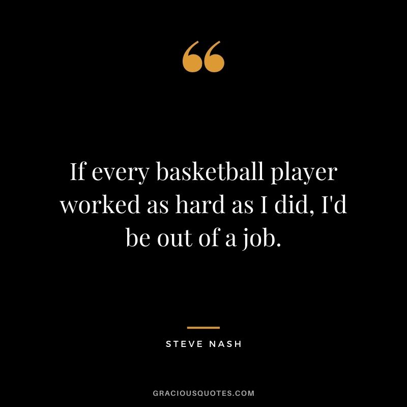 If every basketball player worked as hard as I did, I'd be out of a job.