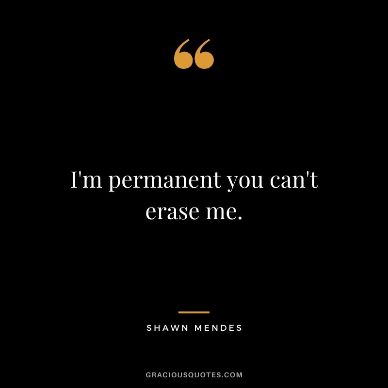 I'm permanent you can't erase me.