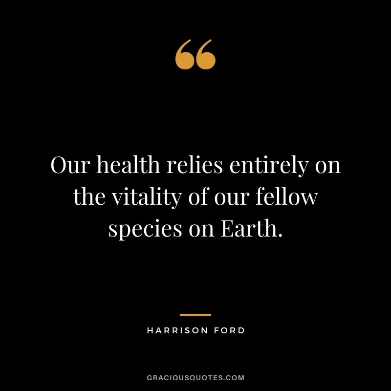 Our health relies entirely on the vitality of our fellow species on Earth.