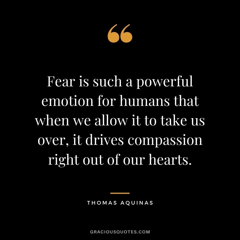 Fear is such a powerful emotion for humans that when we allow it to take us over, it drives compassion right out of our hearts.