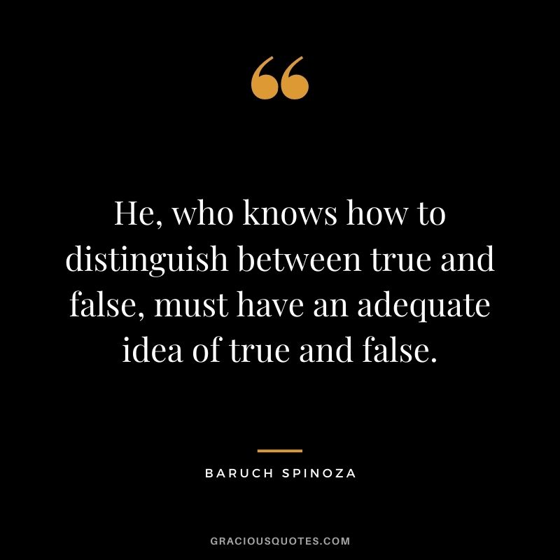 He, who knows how to distinguish between true and false, must have an adequate idea of true and false.