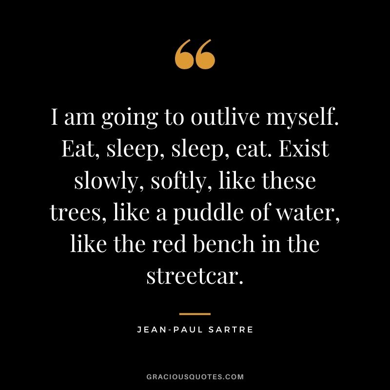 I am going to outlive myself. Eat, sleep, sleep, eat. Exist slowly, softly, like these trees, like a puddle of water, like the red bench in the streetcar.