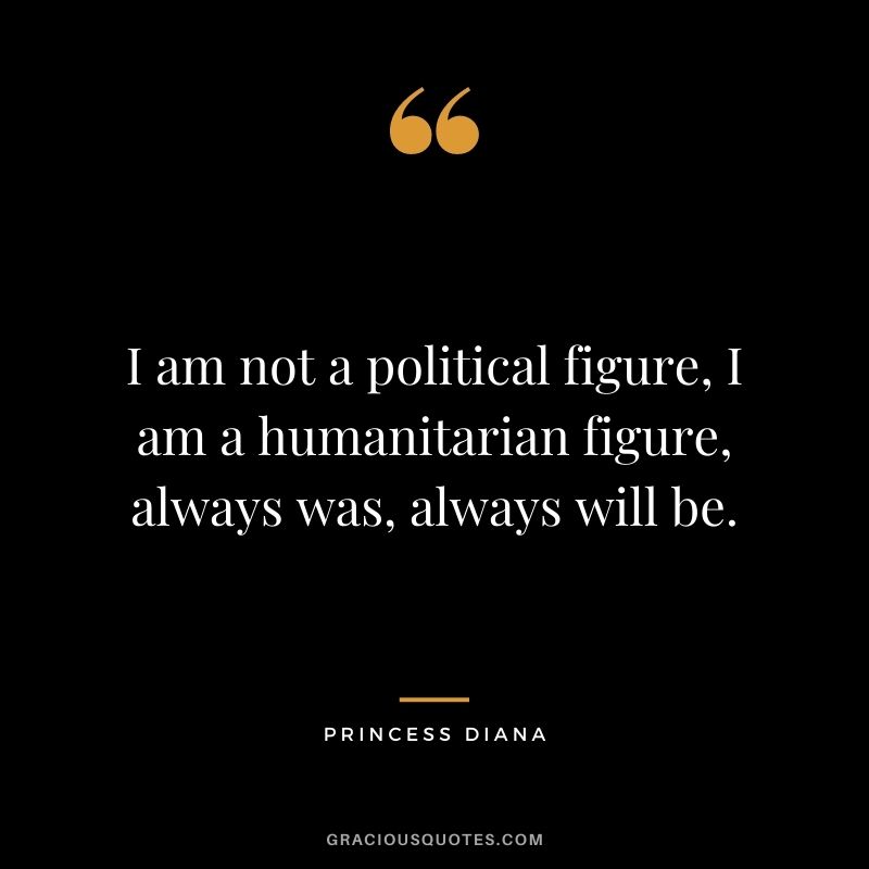 I am not a political figure, I am a humanitarian figure, always was, always will be.