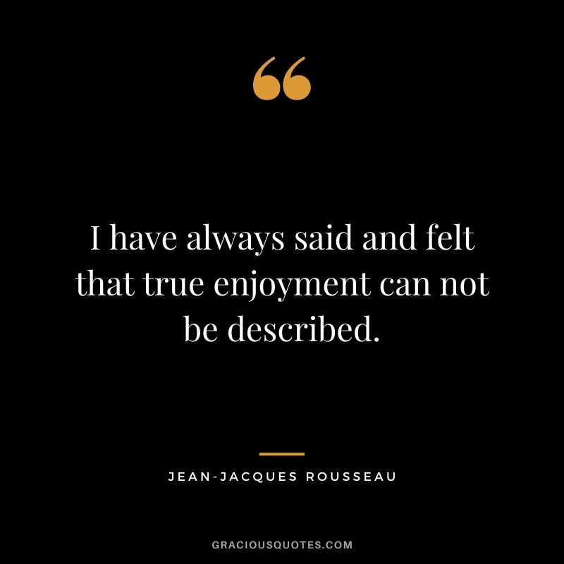 I have always said and felt that true enjoyment can not be described.