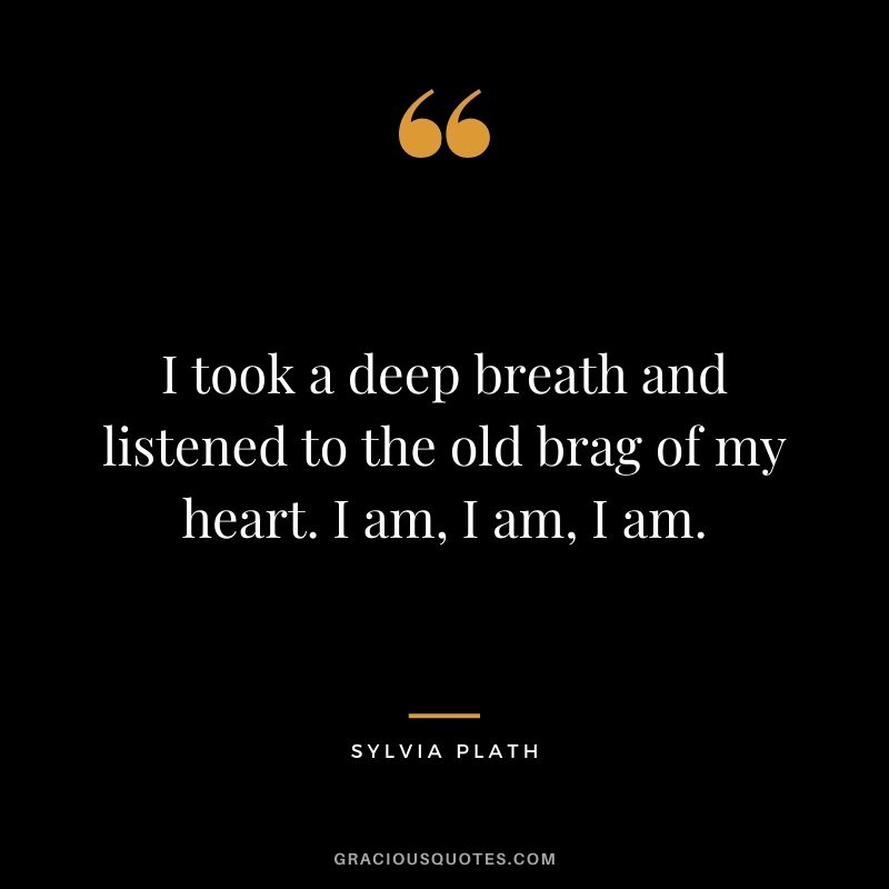I took a deep breath and listened to the old brag of my heart. I am, I am, I am.