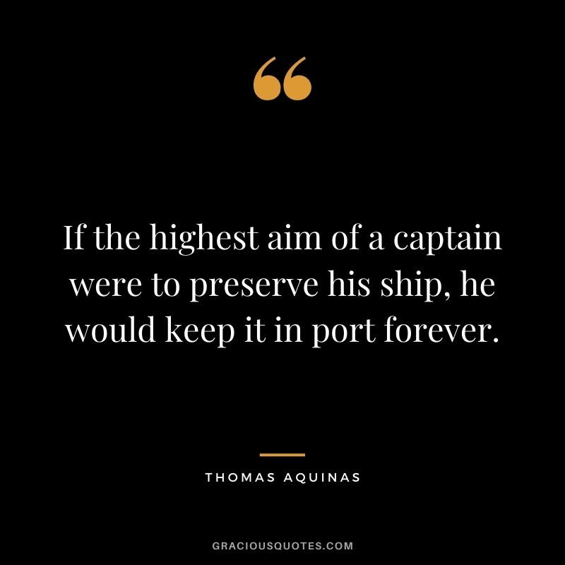 If the highest aim of a captain were to preserve his ship, he would keep it in port forever.