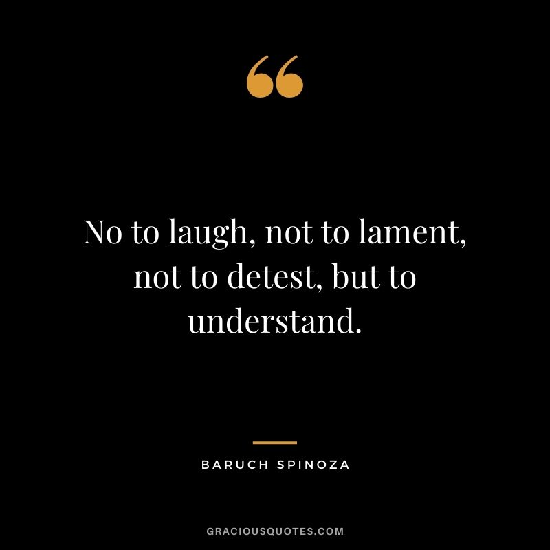 No to laugh, not to lament, not to detest, but to understand.