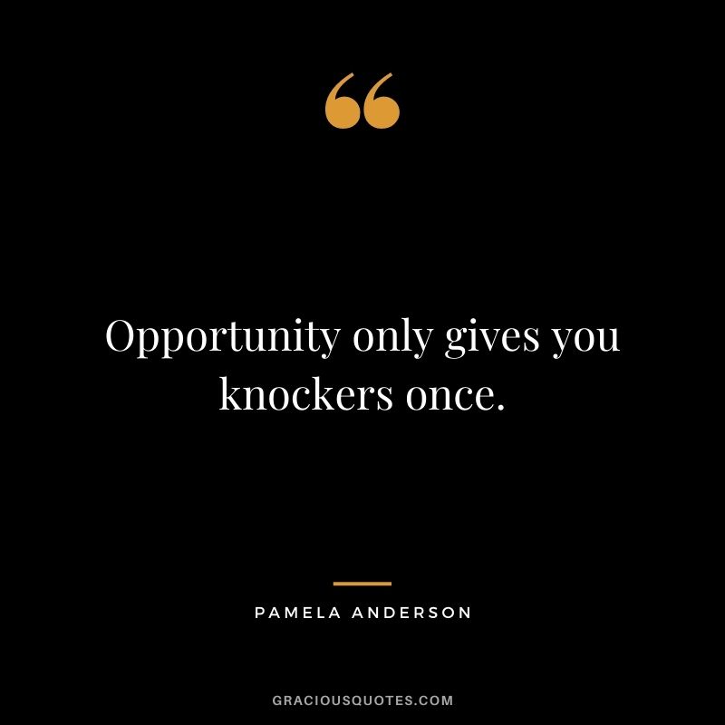 Opportunity only gives you knockers once.