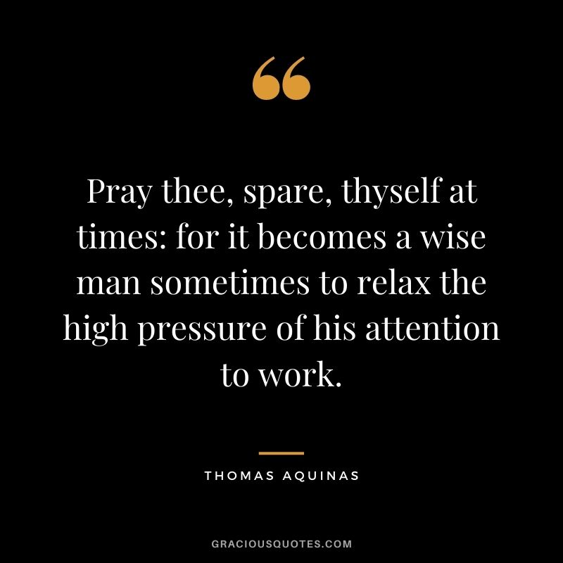 Pray thee, spare, thyself at times: for it becomes a wise man sometimes to relax the high pressure of his attention to work.