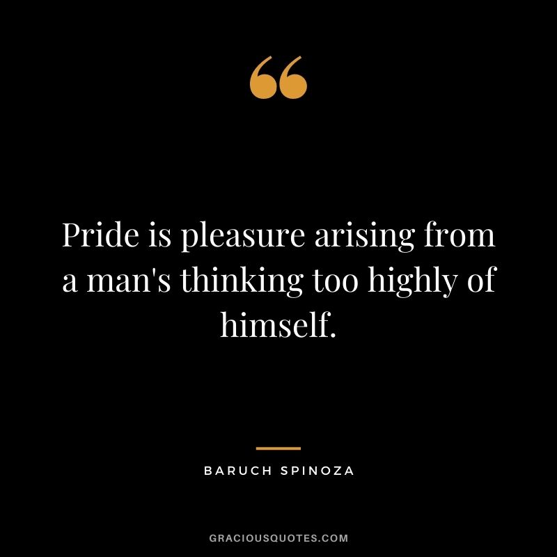 Pride is pleasure arising from a man's thinking too highly of himself.