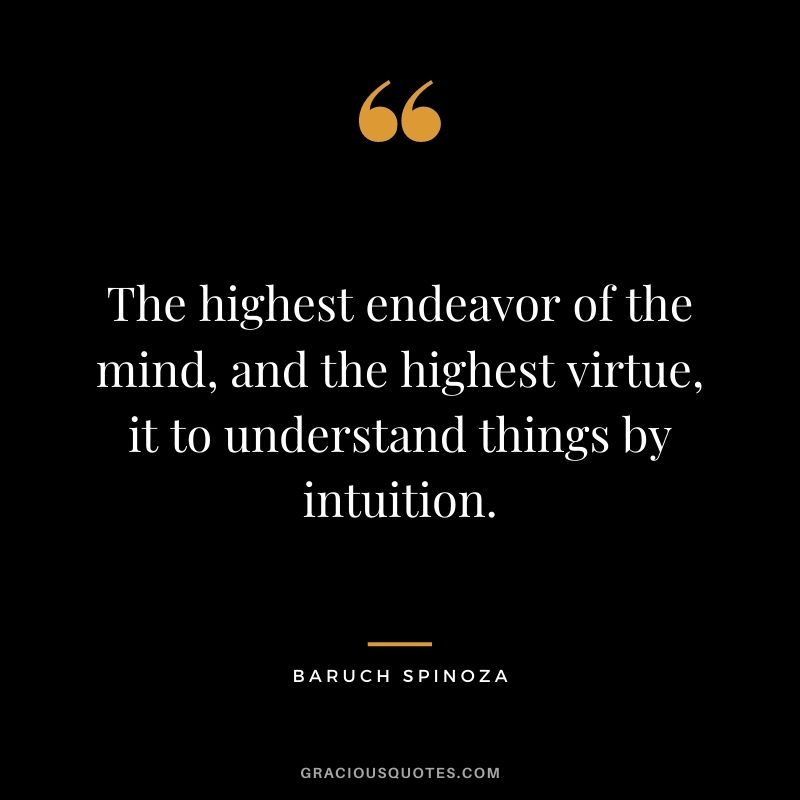 The highest endeavor of the mind, and the highest virtue, it to understand things by intuition.