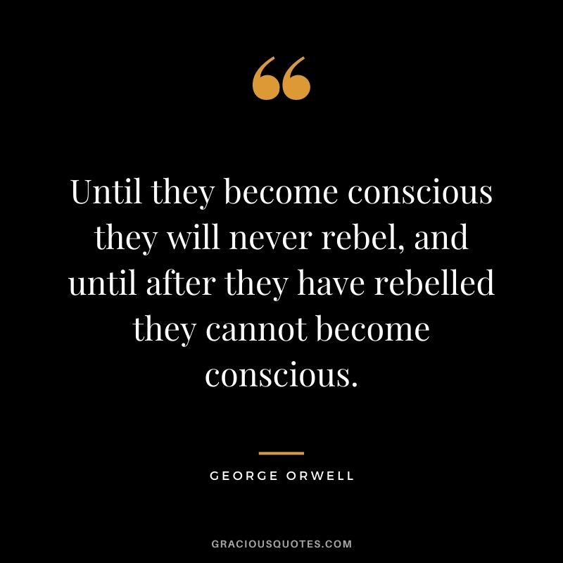 Until they become conscious they will never rebel, and until after they have rebelled they cannot become conscious.