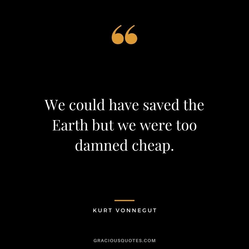 We could have saved the Earth but we were too damned cheap.
