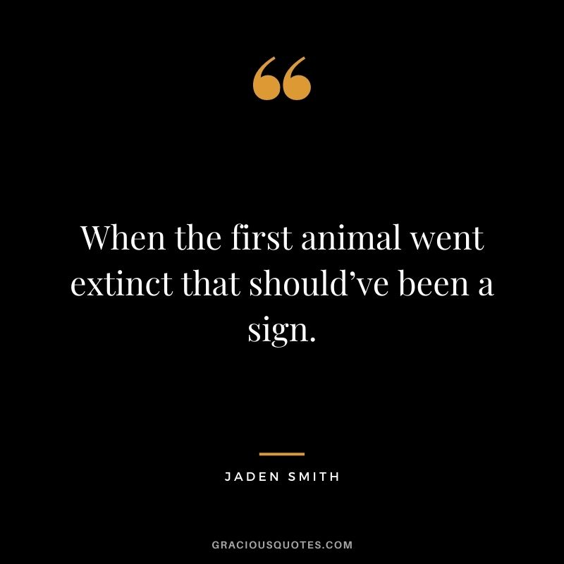 When the first animal went extinct that should’ve been a sign.