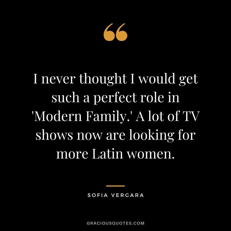 I never thought I would get such a perfect role in 'Modern Family.' A lot of TV shows now are looking for more Latin women.
