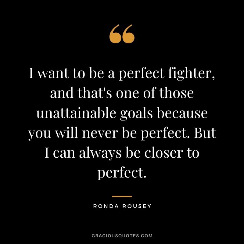 I want to be a perfect fighter, and that's one of those unattainable goals because you will never be perfect. But I can always be closer to perfect.