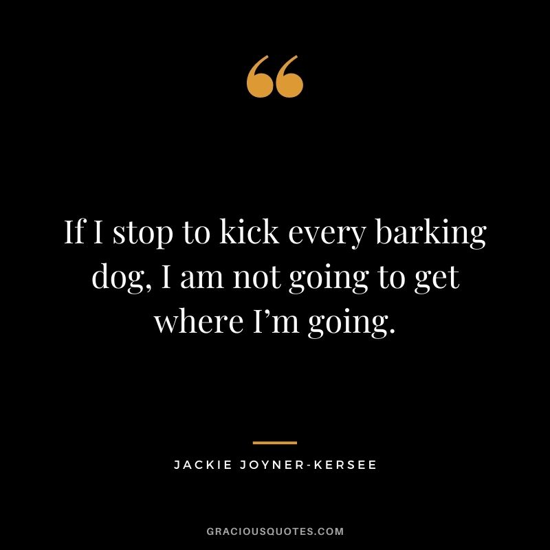 If I stop to kick every barking dog, I am not going to get where I’m going.
