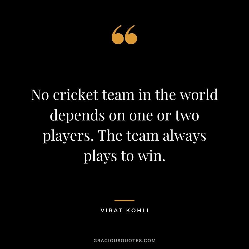 No cricket team in the world depends on one or two players. The team always plays to win.