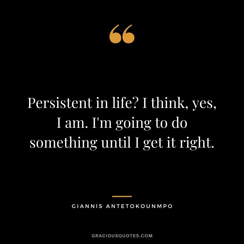 Persistent in life? I think, yes, I am. I'm going to do something until I get it right.