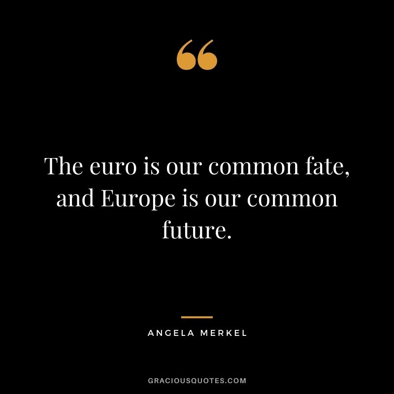 The euro is our common fate, and Europe is our common future.