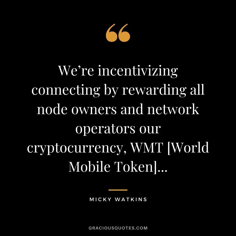 We’re incentivizing connecting by rewarding all node owners and network operators our cryptocurrency, WMT [World Mobile Token]...