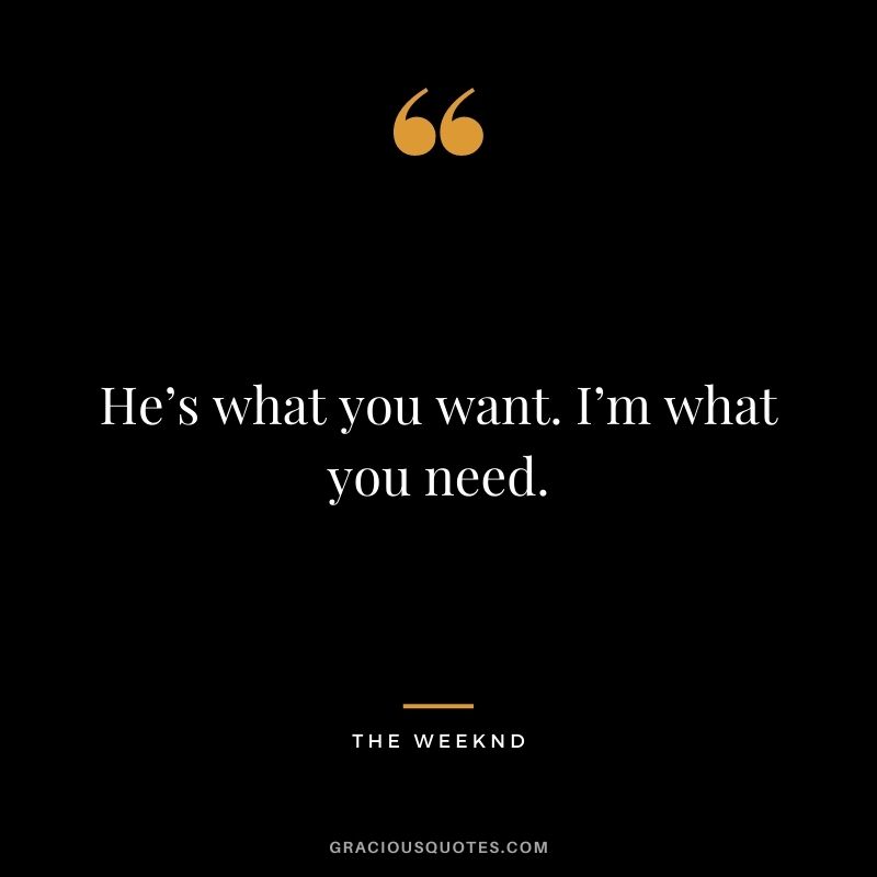 He’s what you want. I’m what you need.