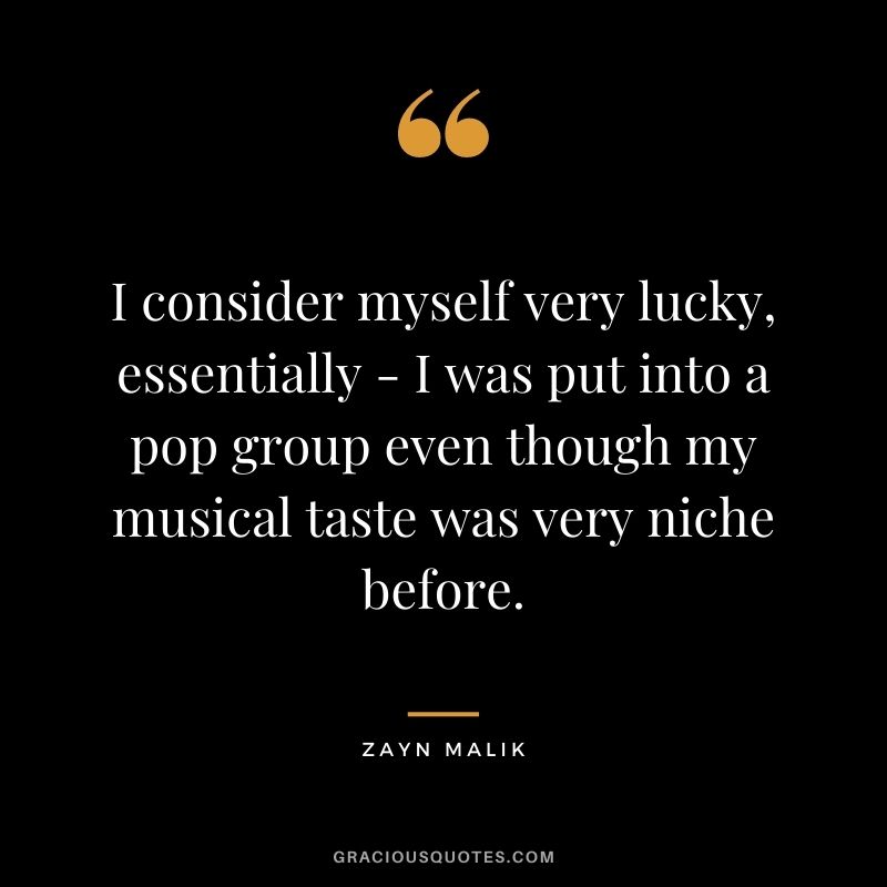 I consider myself very lucky, essentially - I was put into a pop group even though my musical taste was very niche before.