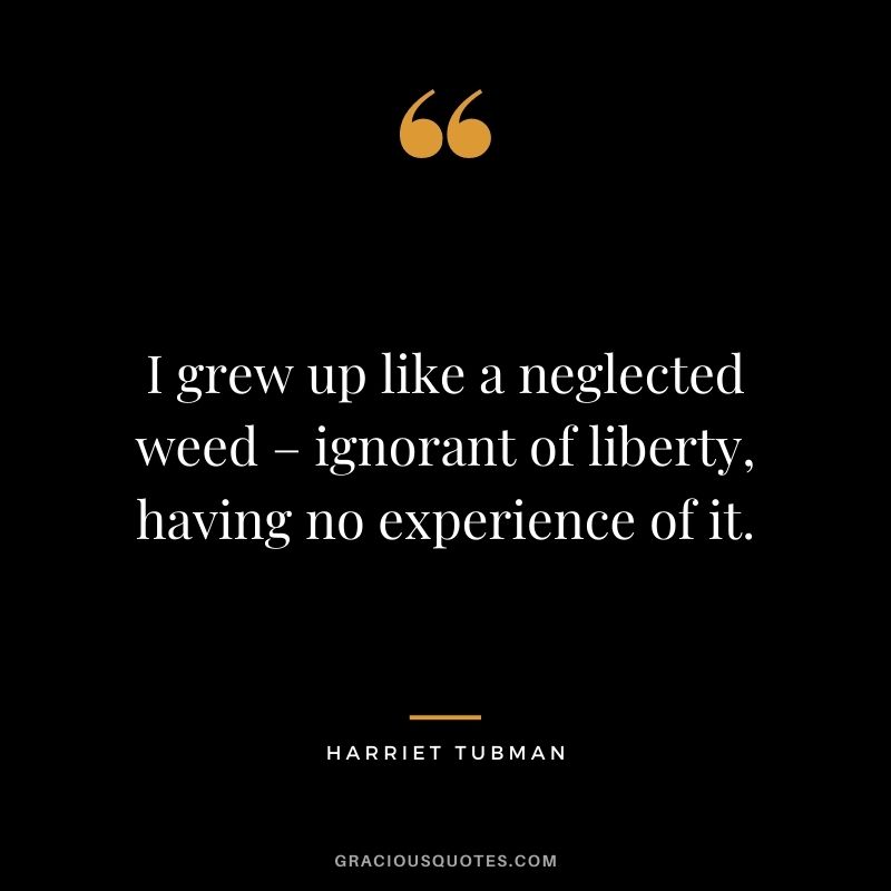 I grew up like a neglected weed – ignorant of liberty, having no experience of it.