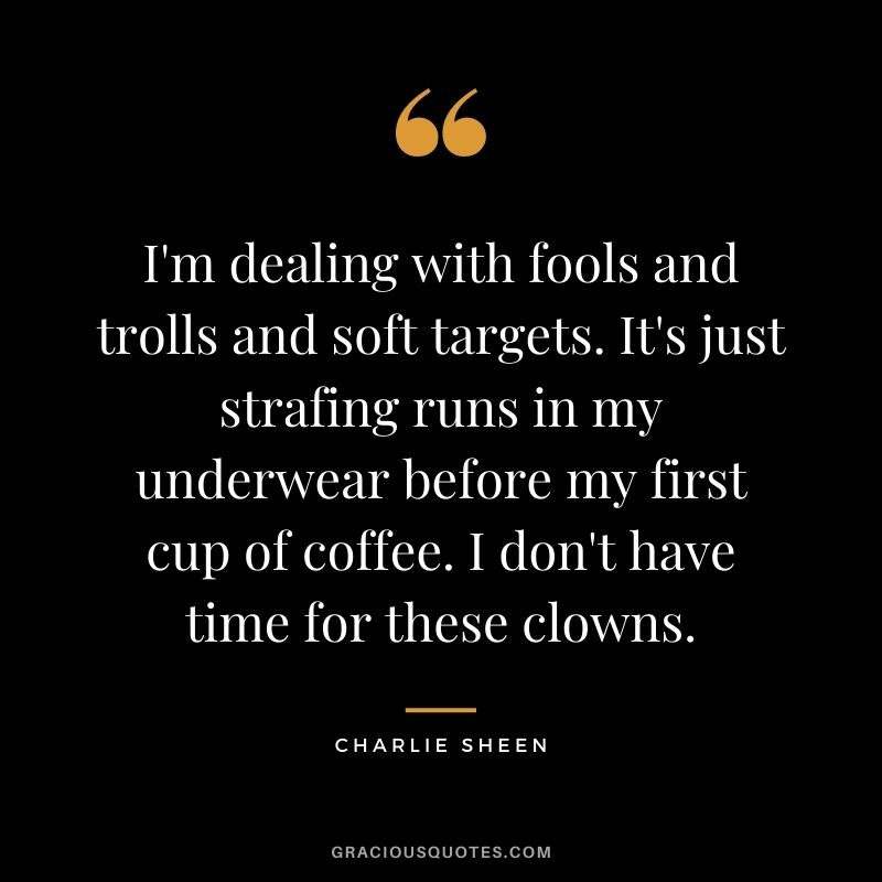I'm dealing with fools and trolls and soft targets. It's just strafing runs in my underwear before my first cup of coffee. I don't have time for these clowns.