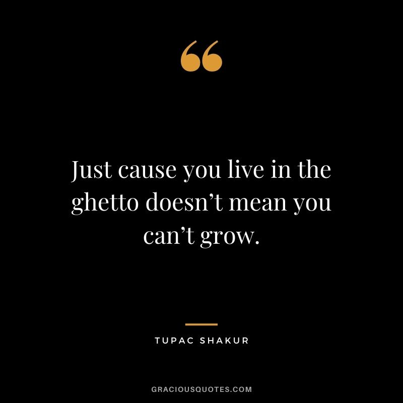 Just cause you live in the ghetto doesn’t mean you can’t grow.