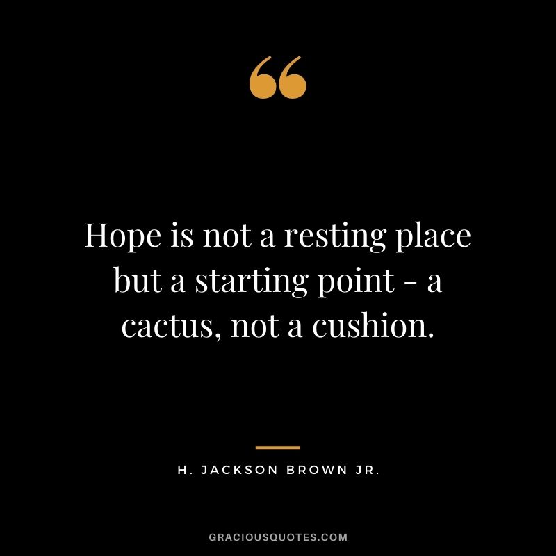 Hope is not a resting place but a starting point - a cactus, not a cushion.