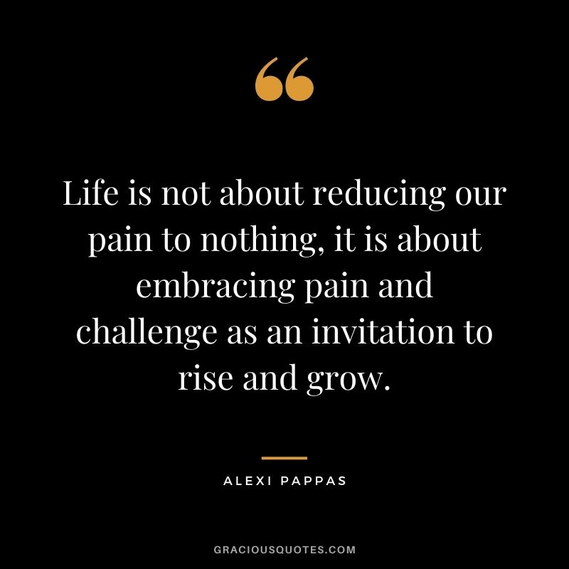 Life is not about reducing our pain to nothing, it is about embracing pain and challenge as an invitation to rise and grow.