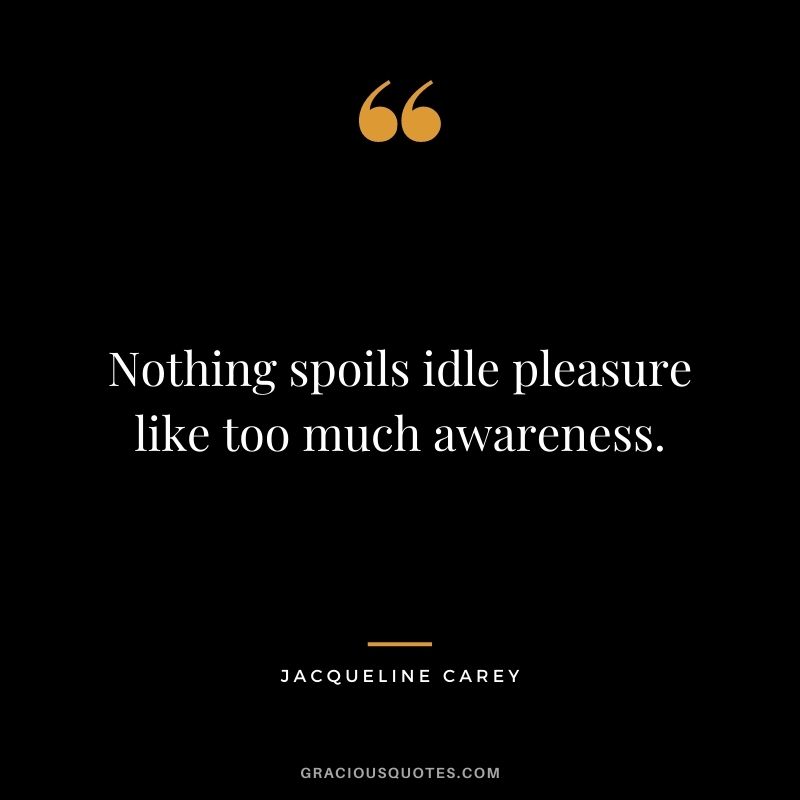 Nothing spoils idle pleasure like too much awareness.