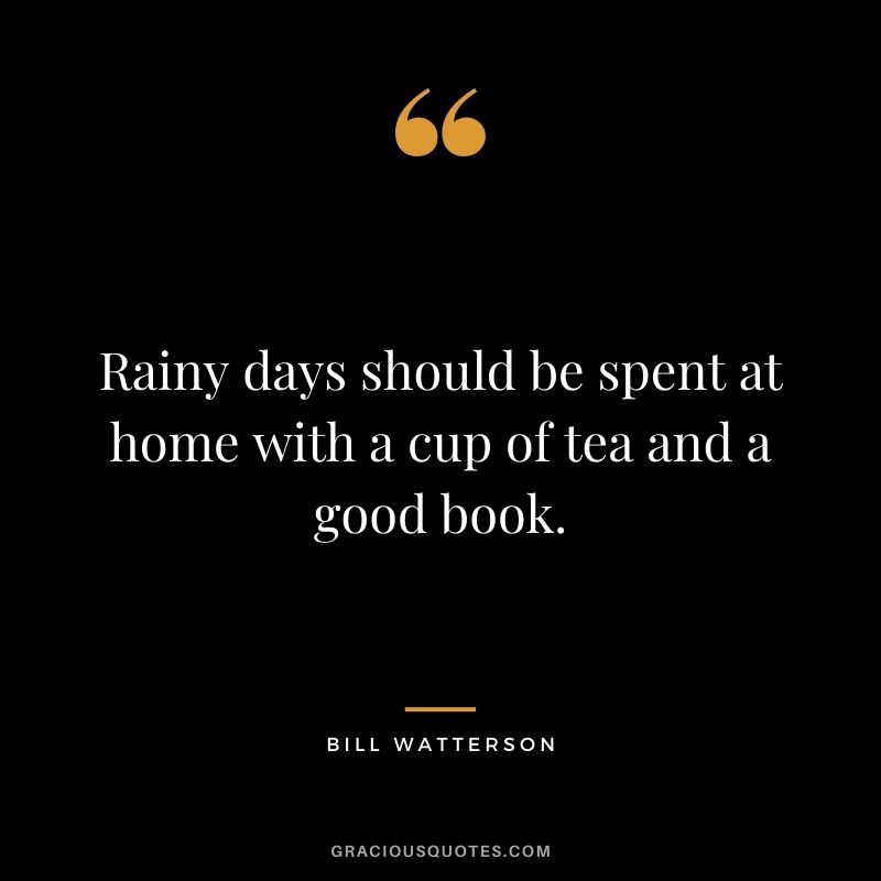 Rainy days should be spent at home with a cup of tea and a good book. - Bill Watterson