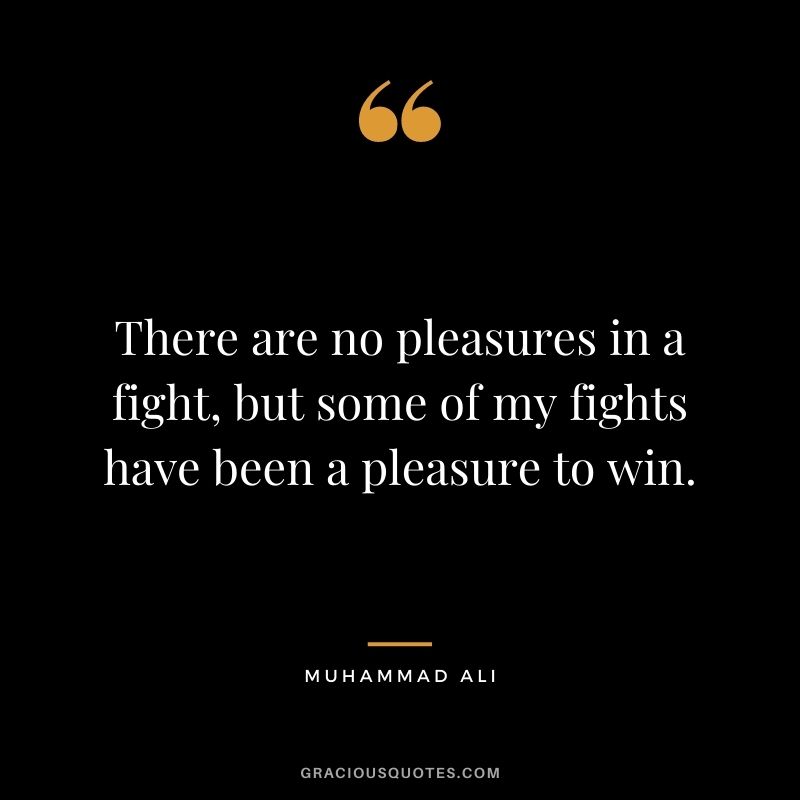 There are no pleasures in a fight, but some of my fights have been a pleasure to win.