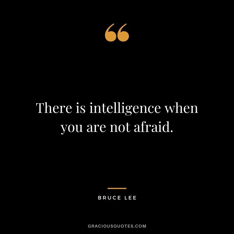 There is intelligence when you are not afraid. - Bruce Lee